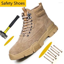 Boots Suede Leather Steel Toe Shoes Athletic Work For Men Non-Slip Industrial & Construction Safety Winter