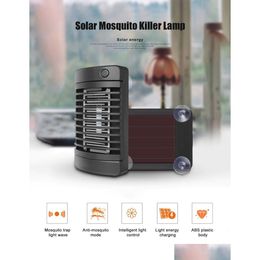 Wind Generators 4 Led Solar Mosquito Killer Lamp Electric Shock Insect Zapper Fly Trap Light Bug Physical Attractant - Drop Delivery Dhcv8