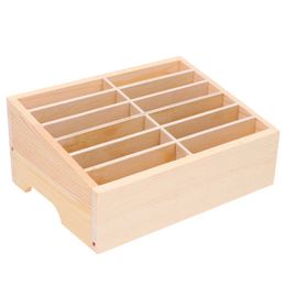Storage Boxes Bins 12 grid mobile phone holder used for desktop storage boxes wooden racks and holders Q240506