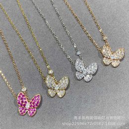 Designer High Version V Gold High Version Vantasy Butterfly Necklace Womens Product Phantom Full Diamond Pendant 18K Rose Clover Collar Chain