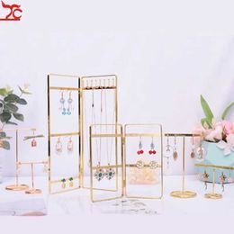 Jewelry Stand High quality gold simple screen jewelry display rack lightweight luxury style earring necklace storage Q240506