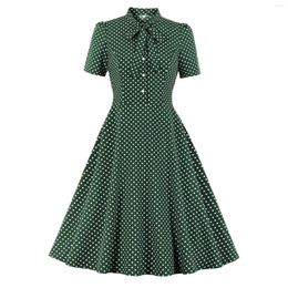Casual Dresses Women's Elegant Vintage Rockabilly Dress For Women 1950s Style Polka Dot Swing Retro Parties Sunday