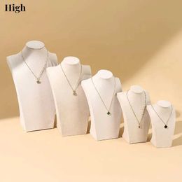 Jewelry Stand Human Model Linen Velvet Necklace Pendant Chain Chest Display Frame Window Q240506