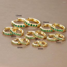 Hoop Earrings 2PC Stainless Steel Green Small For Women Tiny Round Circle Zircon Piercing Earings Personalised Trend Jewellery