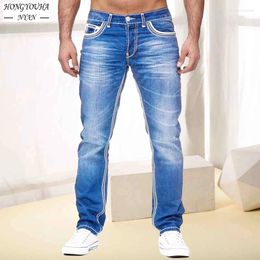 Men's Jeans Classical Stretch 2024 Business Casual Slim Fit Denim Pants Black Blue Trousers Male High Quality Clothing