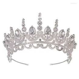 Hair Clips HADIYANA Tiara Fabulous Princess Crown Silver And Gold Color Cubic Zirconia Accessory BC3614 Bridal Wedding Luxury