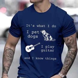 Men's T-Shirts Mens T-shirts Its What I Do Funny Cat Print Shirts for Men Guitar Player Lover Tshirts Short Slve Clothes Guitarist T-Shirt T240506