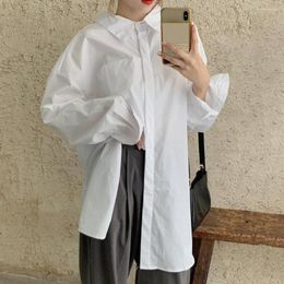 Women's Blouses Spring Summer 2024 Women Shirt Elegant For Lantern Sleeve White Mid-length Shir Coat Tunic