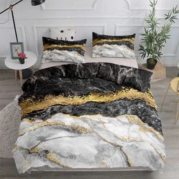 Bedding sets Abstract Fluid Marble Down Duvet Set Large Double Bed Linen Set J240507