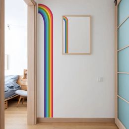 Stickers Cartoon Rainbow Pattern Wall Stickers Living Room Bedroom Edge Decoration Art Decals Kid Room Self Adhesive Home Decor Wallpaper