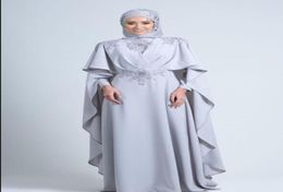 Muslim Evening Dresses 2019 High Neck Long Sleeves lace Satin Formal Hijab Islamic Dubai Kaftan Saudi Arabic Floor Length Evening 2162936