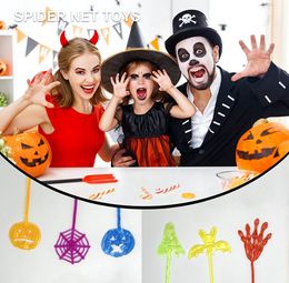 Children's Elastic Palm Spider Web Pumpkin Ghost Halloween Creative Trick Wall Climbing Adhesive Telescopic Toy