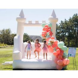 commercial Modern Inflatable Slide Bouncy Castle white Bounce House With Climb Wall MoonBlow Up Jump Bouncer For Wedding included blower