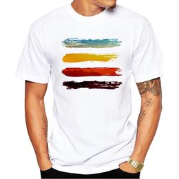 TEEHUB Mountain Sunset Brushstrokes Men TShirt African Safari T Shirts Short Sleeve Tshirts Geometric Harajuku Tee 240420