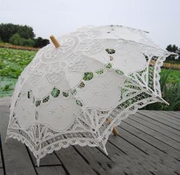 Lace Parasol Umbrella Wedding Umbrella Elegant Cotton Embroidery Garden Ivory Battenburg 32 inches for 1 piece9486847