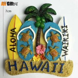 Fridge Magnets Handmade Hawaiian surfboard sandals resin 3D refrigerator magnets travel souvenirs refrigerant magnetic stickers USA 1 piece WX