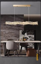 Chandeliers Modern Led Chandelier For Dining Room Straight Stick Design Home Decor Hanging Lamp Gold/Chrome Crystal Lighting Kitchen Lustre