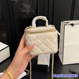 CHANEI Portable Mini Designer Makeup Bag 10CM Women Zipper Crossbody Shoulder Bag Gold Hardware Luxury Handbag Cute Trend Coin Purse 5 Color