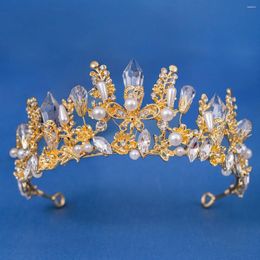 Headpieces Fashion Baroque Bride Headdress Gold Crown Princess Wedding Clothes Accessories Hair Tiara Hoop