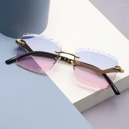 Sunglasses Fashion Rimless Cut Edge Men Women Square Shape Gradient Colour Lens Glasess Woman European American Female Sunglass