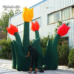 wholesale Large Advertising Inflatable Tulip Flower Bouquet 4m Height Multicolor Simulated Flower Sculpture For Theme Park And Festival Decoration