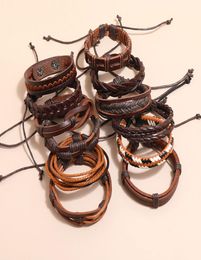 12pcsSet Handmade Braided Rope Multilayer Leather Charm Bracelets For Men Women Girl Adjustable Punk Bangle Jewelry8577972