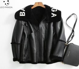 2019 Winter New Women Lamb fur Bomber Real leather jacket sheepskin Double face Shearling Coat Oversized Genuine Leather jacket6319695