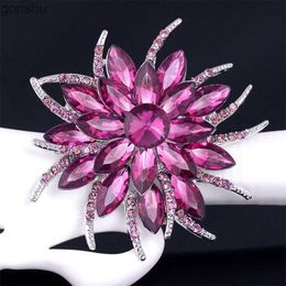 Pins Brooches Imitation gemstone crystal flower brooch retro large wedding brooch womens dress accessories WX