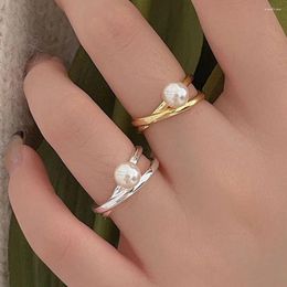 Cluster Rings BF CLUB 925 Sterling For Women Simple Geometric Handmade Irregular Retro Pearl Ring Allergy Birthday Party Gift