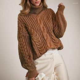 Women's Sweaters Fashion Casual Long Sleeve Sweater Winter Twists Turtleneck Thicken Pullover Solid Loose Knitted Tops Sueter Mujer 29862