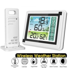 Gauges Indoor/outdoor Wireless Thermometer Large Colorful Screen Temperature Humidity Monitor Weather Station Clock