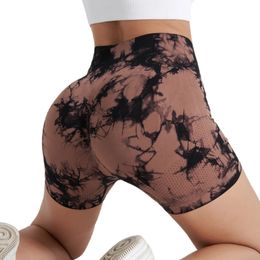 Tie Dye Yoga Shorts Sports Outdoor Running Fitness Pants Comfortable High Waist Elastic Tight 240429