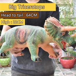 Other Toys Jurassic Triceratops Park World Dinosaur Model Toy Triceratops Size Tyrannosaurus Rex Soft Puppet Velociraptor Jurassic Shark ToyL240502