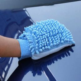 Gloves 1PC Waterproof Car Wash Microfiber Chenille Gloves Car Cleaning Detailing Brush Auto Care Doublefaced Cloths Random Colour