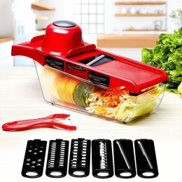 Tools Vegetable Cutter with Handle Steel Blade Mandolin Slicer Potato Peeler Carrot Grater Container Slicer Kitchen Accessories Tools