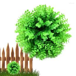 Decorative Flowers Artificial Plant Boxwood Topiary Ball Garden Courtyard Semi Simulated Greenery Eucalyptus For Home Patio Decoration