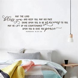 Stickers May the Lord Bless You and Keep You Wall Decal Christian Home Bible Wall Quotes Decals Room Decor Window Art Vinyl Stickers
