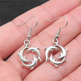 Dangle Chandelier Fashion Handmade Simple Design Antique Silver Color Dolphin Pendant Earrings Dropshipping Drop Earrings XW