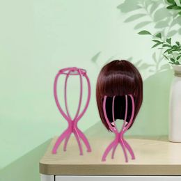 Wig Display Stand Portable Folding Solid Colour Hat Hairpiece Holder Hollow Non-knotted Plastic Women Wig Extend Hair Stand 240507