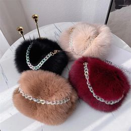 Waist Bags Women Winter Real Fur Handbag Luxury Genuine Party Bag Tote Designer High Quality Silver Handbags Female