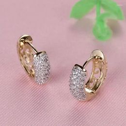 Hoop Earrings Fashion Exquisite Inlaid White Gold Colour For Women Hollow Copper Full Rhinestone Huggie Earring Jewellery