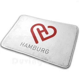 Carpets Logo With Heart And Lettering Hamburg Carpet Mat Rug Cushion Soft Non - Slip Altona Port Idea Souvenir Love Home