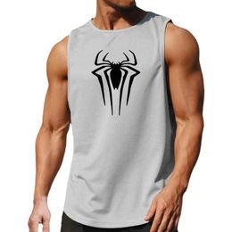 Men's Tank Tops Spider Funny Print Mens Gym Tank Top Bodybuilding Vest Summer Mesh Quick Dry Fitness Slveless Shirt Muscle Clothing Sportwear Y240507