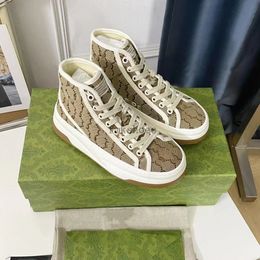 Designer Luxury Trims Fabric thick-soled Shoes Women Casual Shoes high top Letter High-quality Sneaker Italy 1977 Beige Ebony Canvas Tennis Shoe 5.7 02