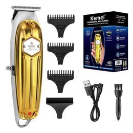 Hair Trimmer Kemei All-metal Professional Hair Trimmer for Barber Rechargeable Men Electric Beard Baldheaded Hair Cutting Machine T240507