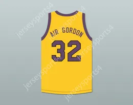 CUSTOM NAY Mens Youth/Kids AIR GORDON 32 YELLOW BASKETBALL JERSEY WITH MARTIN PATCH TOP Stitched S-6XL