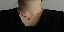 Women Fashion Chokers Chain Necklace Jewlery Gold Silver Color Lock Pendant Pin Chain Necklace Punk Style Lovers Gift Hip Hop Jewe4540923