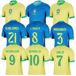 24/25 Brazil Soccer Jersey L.PAQUETA NEYMAR VINI JR. 2024 2025 P.COUTINHO RICHARLISON football shirt G.JESUS T.SILVA BRUNO G. PELE CASEMIRO Rip Stop men jersey