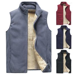Men's Vests Winter Thickened Warm Sherpa Plus Velvet Vest Solid Colour Jacket Wool