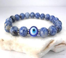 SN0577 Jasper Evil Eye bracelet Good luck Eye Charm bracelet Blue and white stone bracelet For Mens1603869